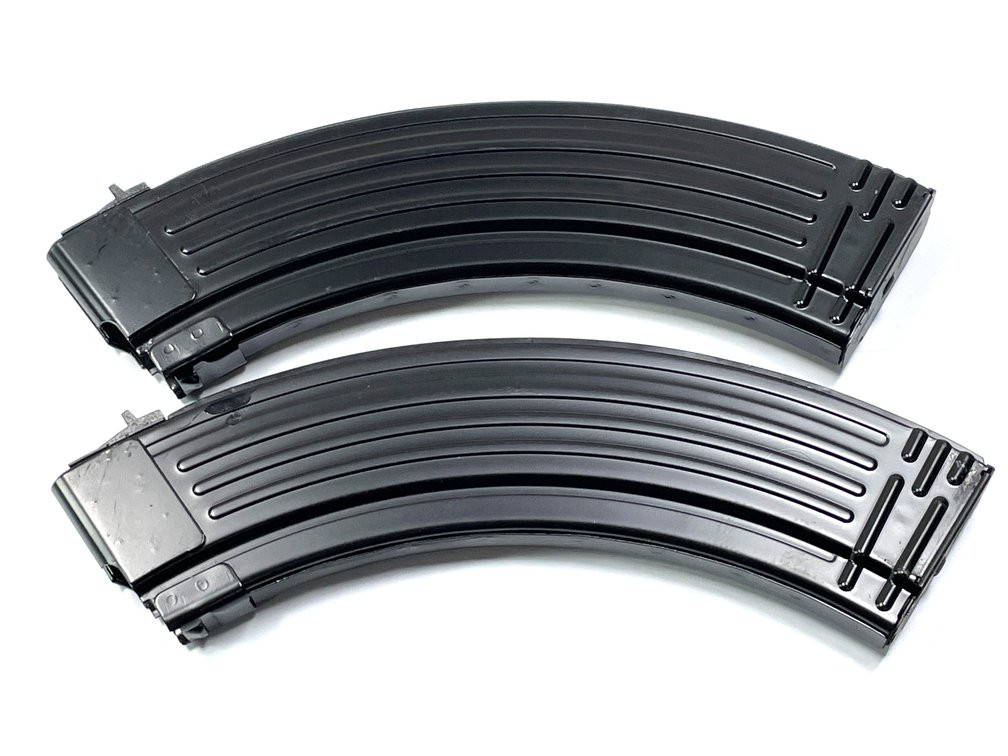 Two AK-47 Style 30-Round Ribbed Steel Magazines