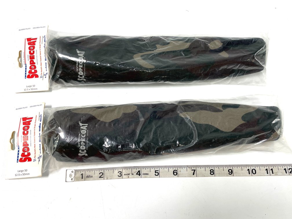 Two Devtron Scopecoat Large 50 Woodland Camo Scope Covers