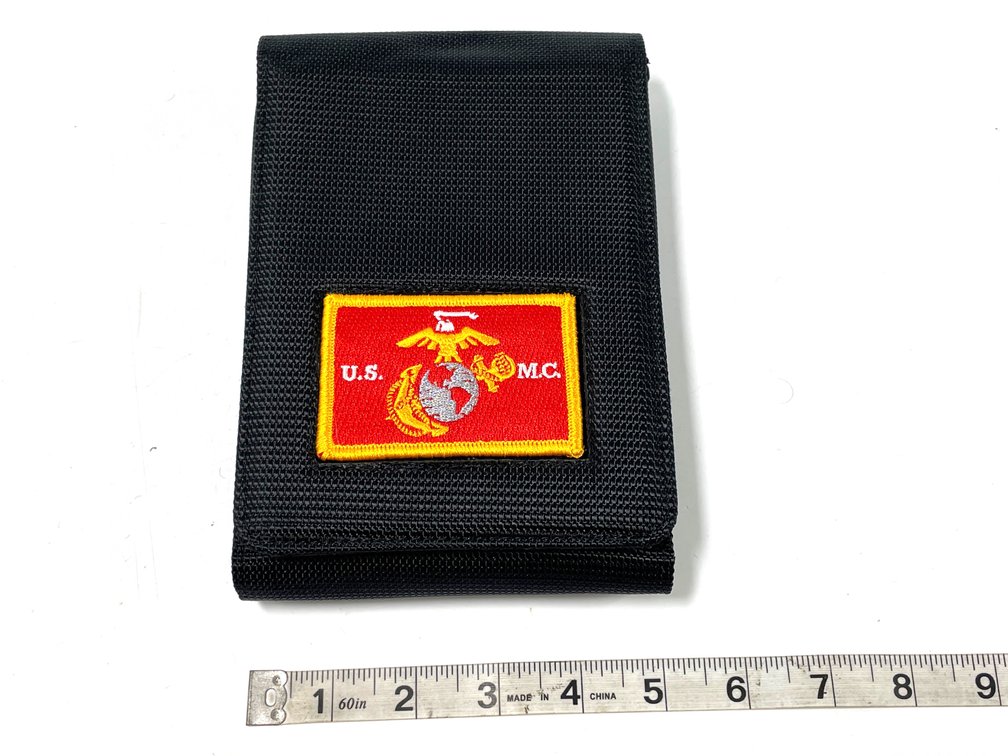 U.S.M.C. Embroidered Black Nylon Dual-Clip Belt Pouch