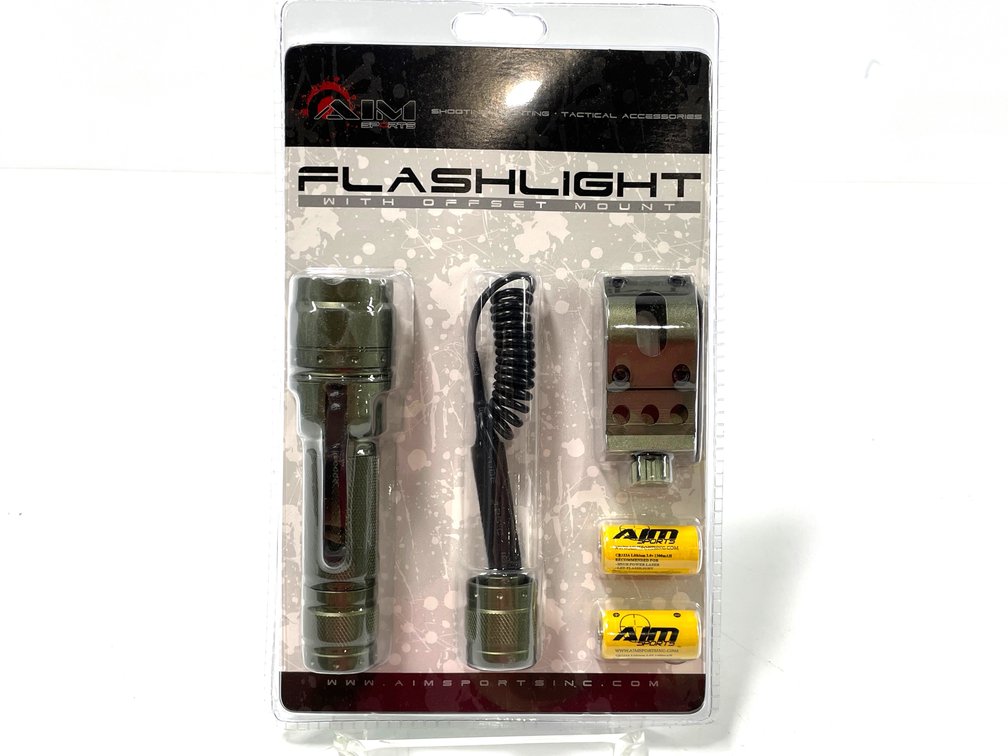 AIM Sports 180-Lumen Tactical Flashlight & Mount
