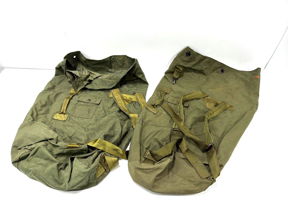 Lot of 2 U.S. Military Olive Drab Canvas Surplus Bags