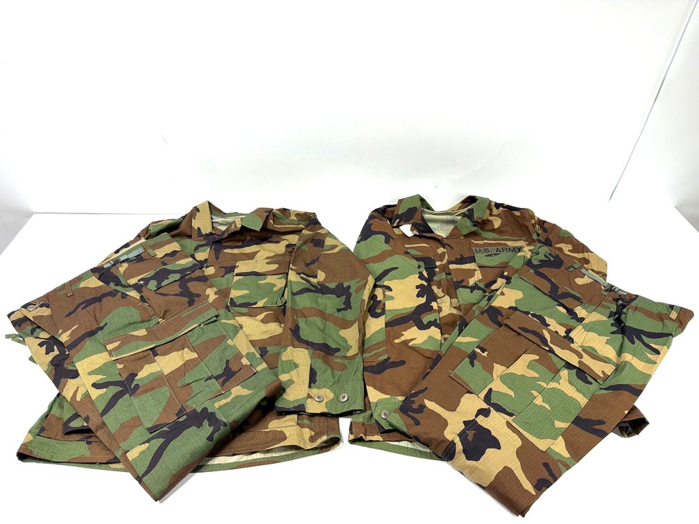 Two U.S. Army M81 Woodland Camo BDU Sets - Medium Long