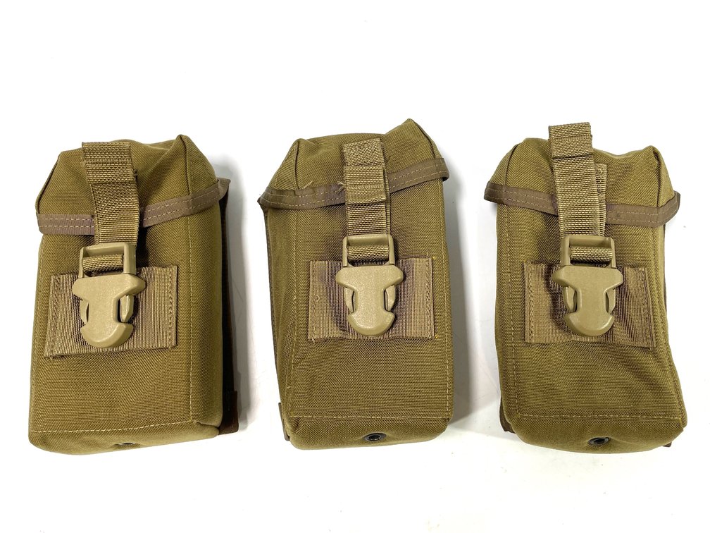 Three Coyote Brown MOLLE Tactical Utility Pouches