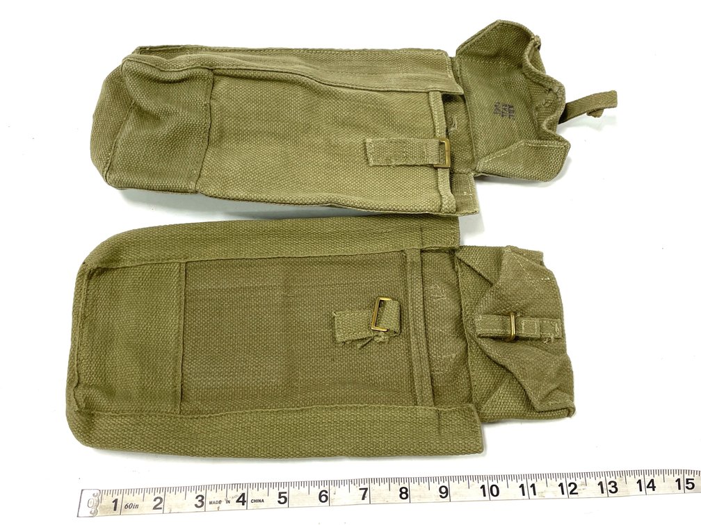 Pair of Vintage Olive Drab Military Canvas Pouches