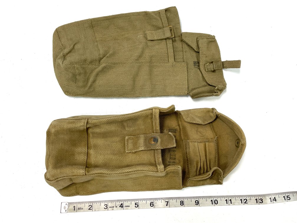 Two Vintage Military Canvas Webbing Pouches