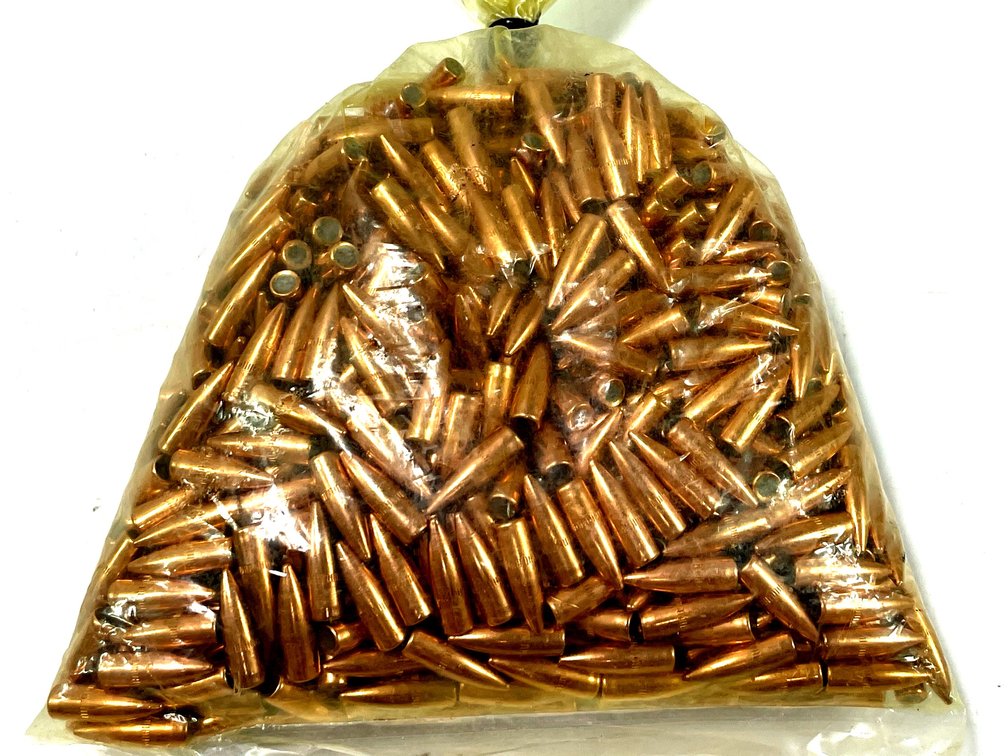 Bulk Bag of Copper-Jacketed Rifle Projectiles with Cannelure