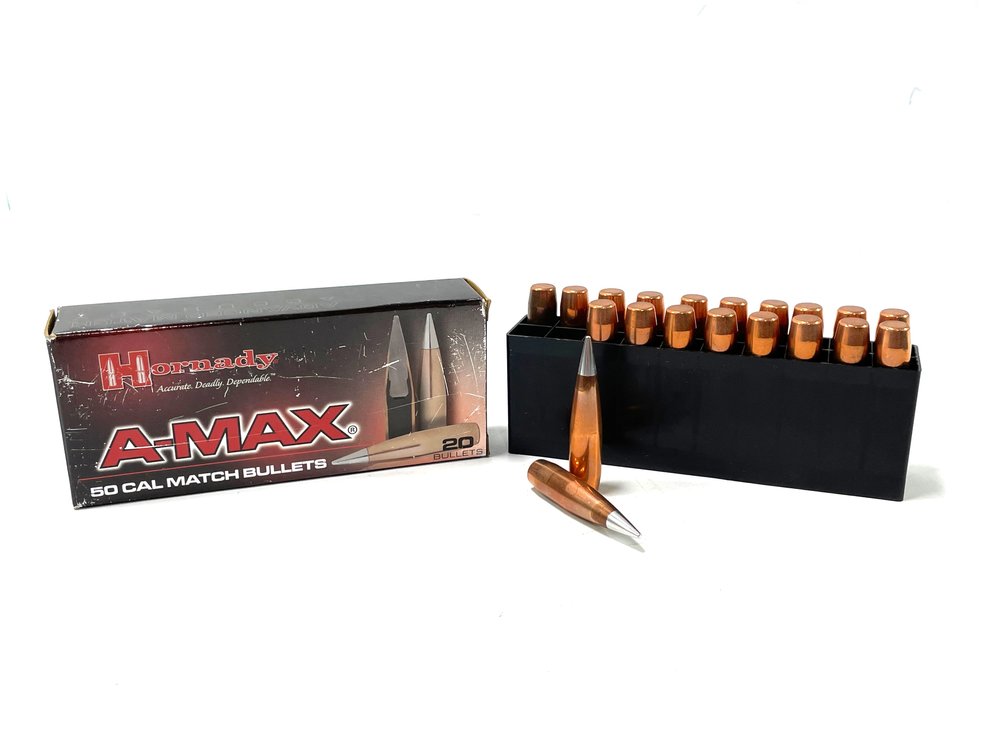 .50 Caliber - 20-count Box of Hornady 750-grain A-MAX Bullets