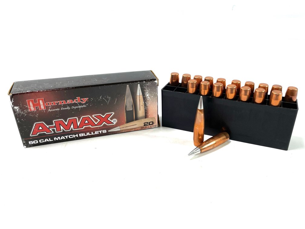 .50 Cal - 19-count Box of Hornady A-MAX 750-grain Bullets