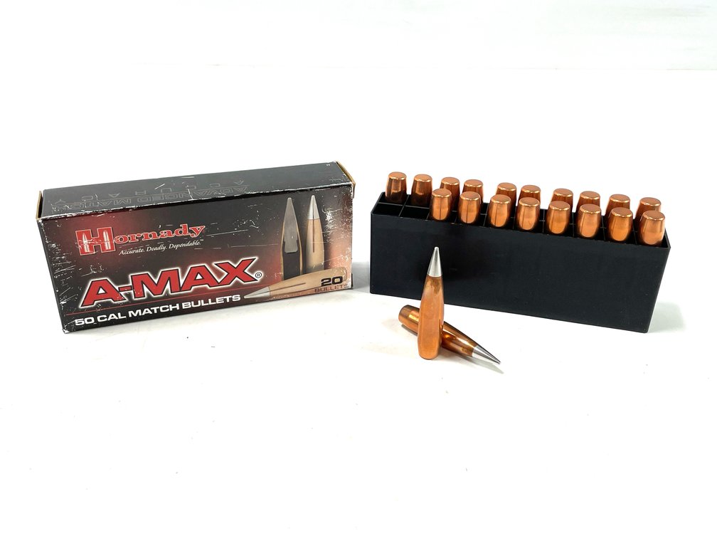 .50 Caliber - 20-Count Box of Hornady 750-grain A-MAX Bullets