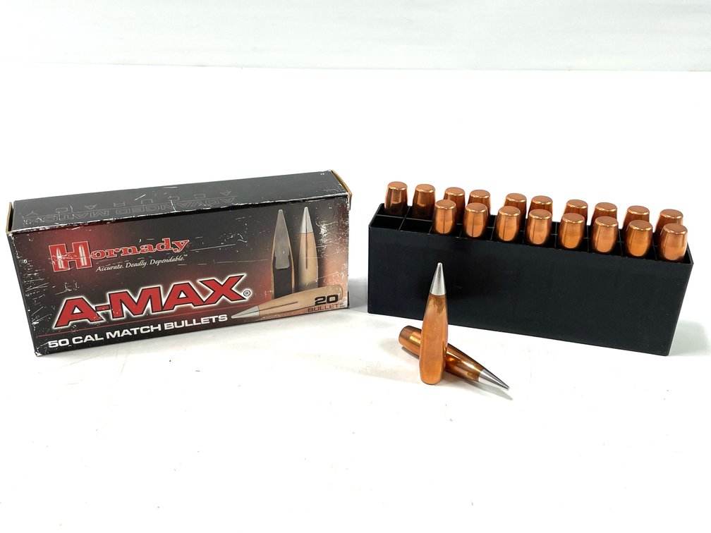 50 Cal - 20-count Box of Hornady 750-grain A-MAX Match Bullets