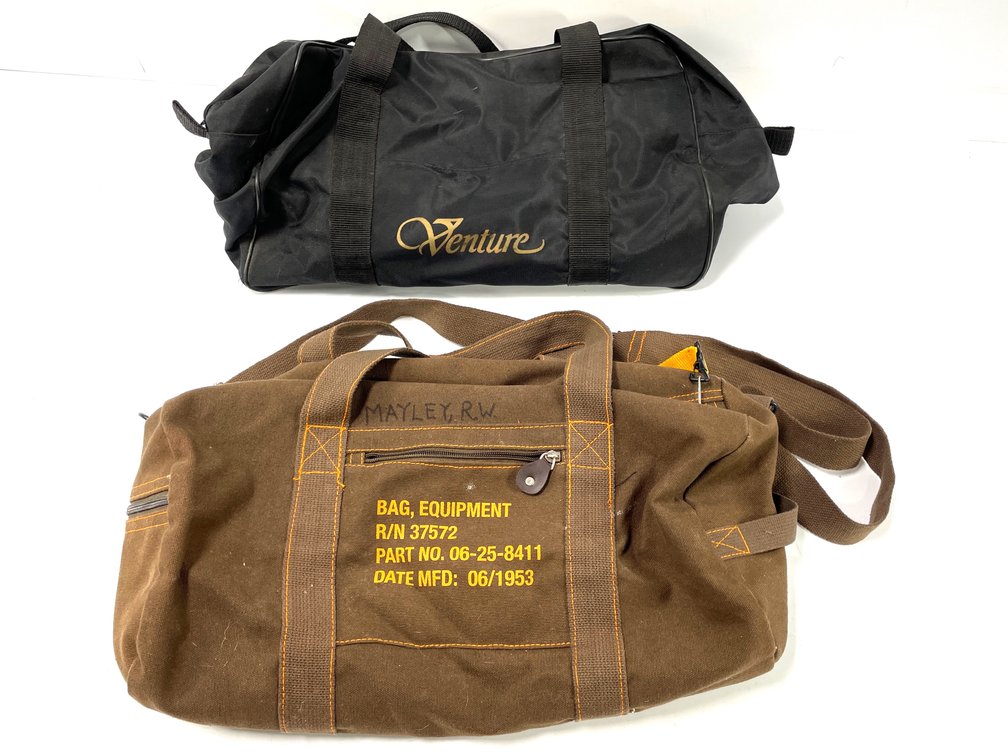 Vintage 1953 Canvas Military Equipment Bag & Venture Duffel