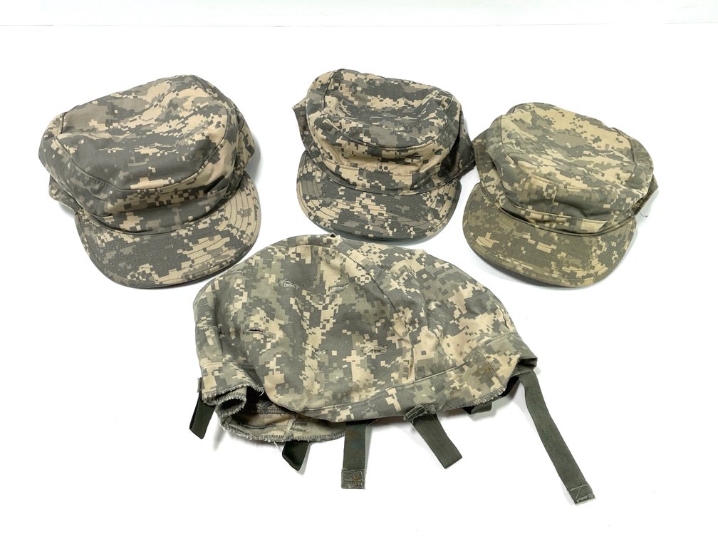 4-Piece Lot of UCP Camouflage Patrol Caps and Helmet Cover