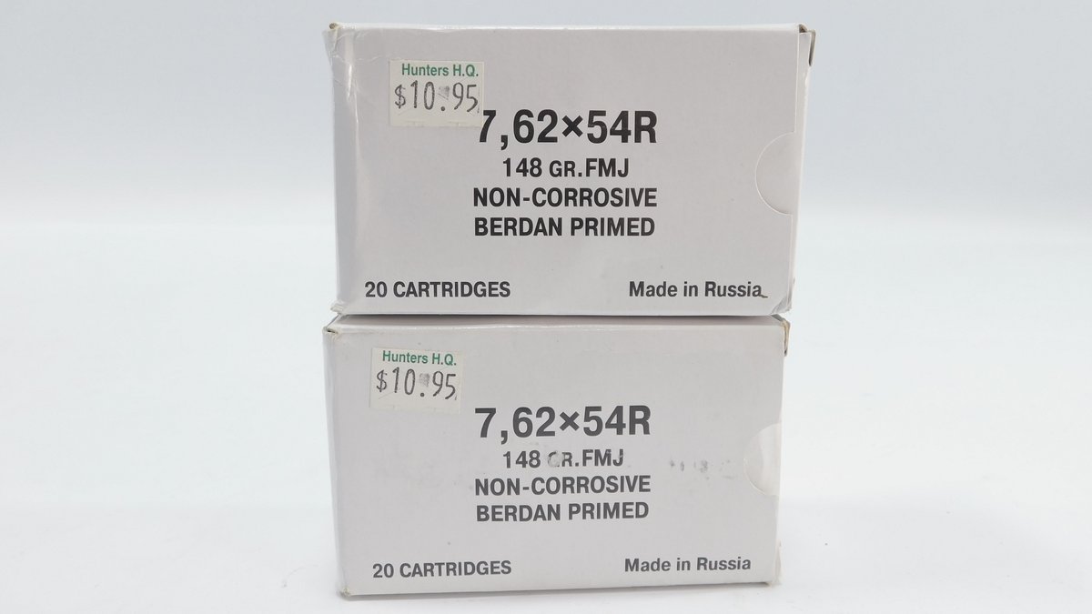 40 Rounds Surplus 7.62x54R 148 Grain FMJ