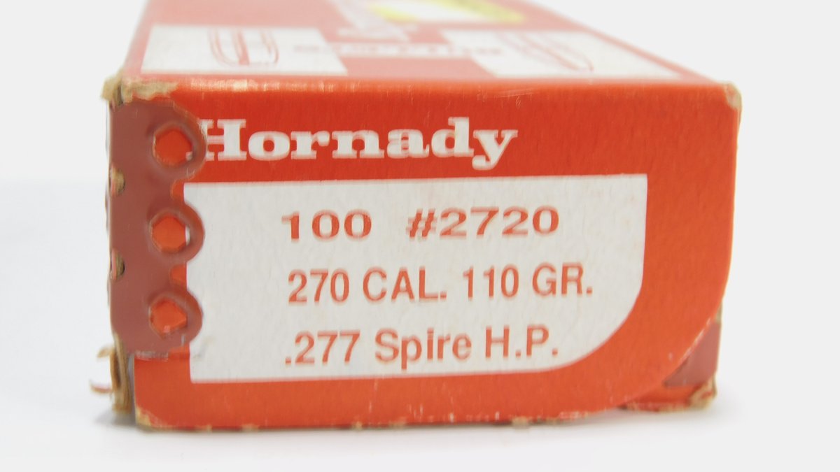 100 Rounds Hornady 270 Cal. 110 Grain .277 Spire H.P.
