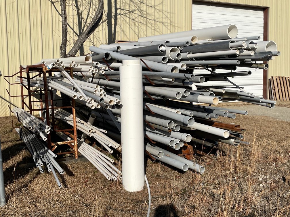 PVC Pipe and Threaded Rod Assortment with Rack