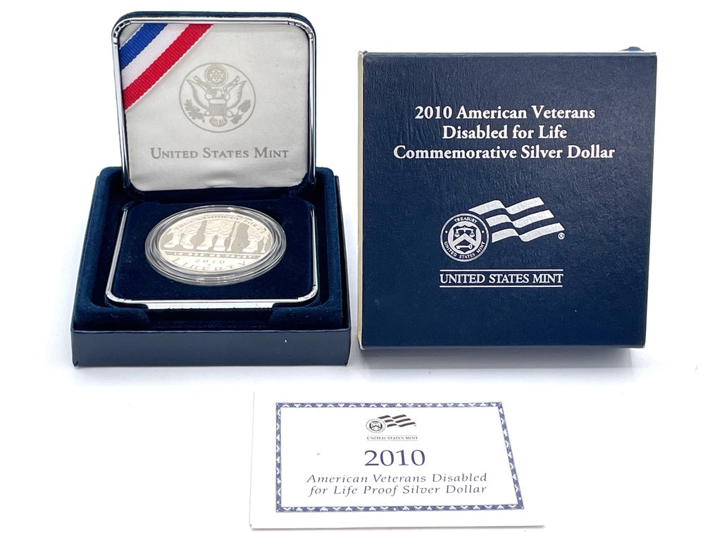 US Mint - 2010 American Veterans Disabled for Life Proof Silver Dollar