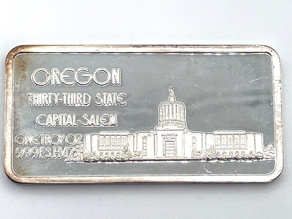 Oregon Silver Ingot - 1 Troy Ounce .999 Fine Silver