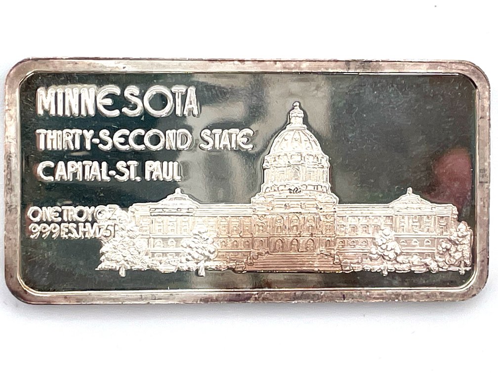 Minnesota Silver Ingot - 1 Troy Ounce .999 Fine Silver