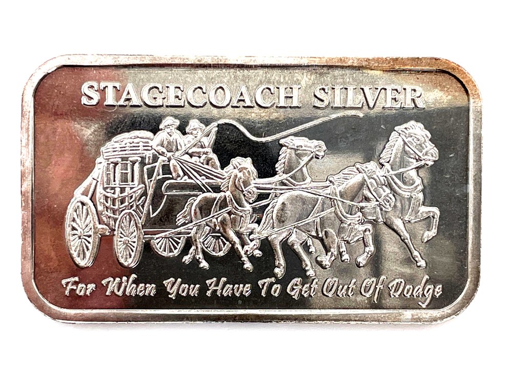 Stagecoach Silver Ingot - 1 Troy Ounce .999 Fine Silver