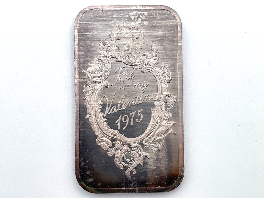 Be My Valentine 1975 Silver Ingot - 1 Troy Ounce .999 Fine Silver
