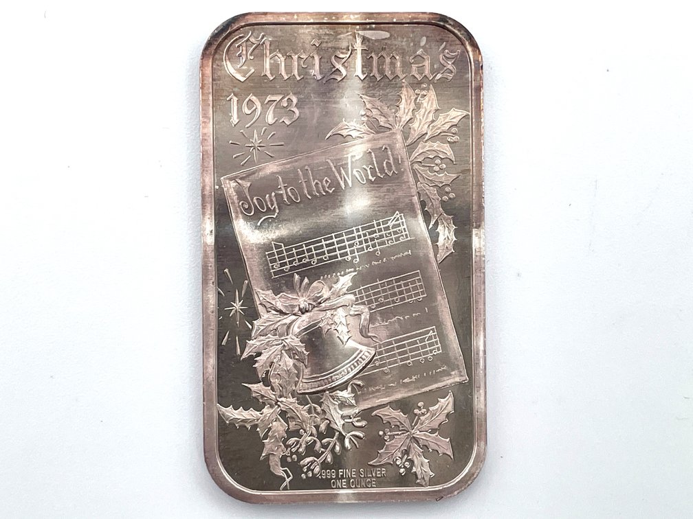 Christmas 1973 Silver Ingot - 1 Troy Ounce .999 Fine Silver