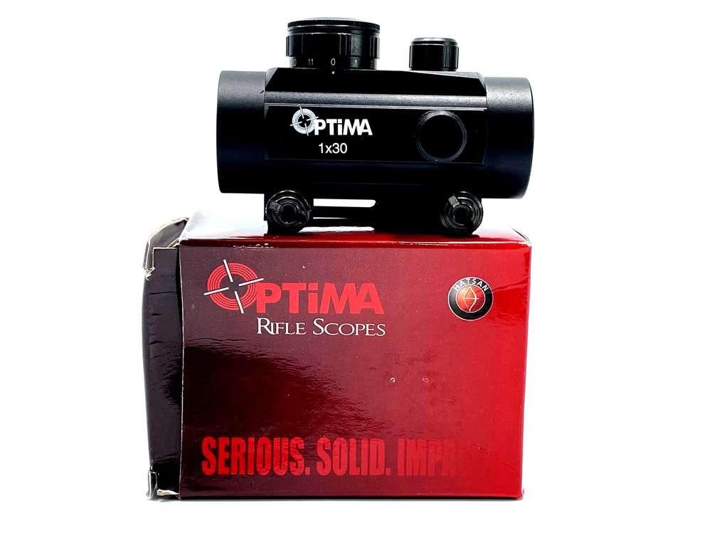 New Optima 1x30 Red Dot Reflex Sigh with Weaver Mount and Adjustable Brightness.