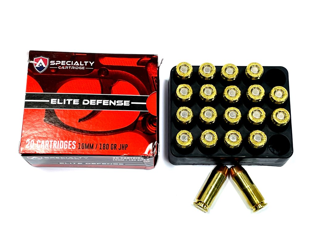 20 Rounds Atlanta Arms Elite Defense 10mm Ammo. 180 Grain Hollow Point.