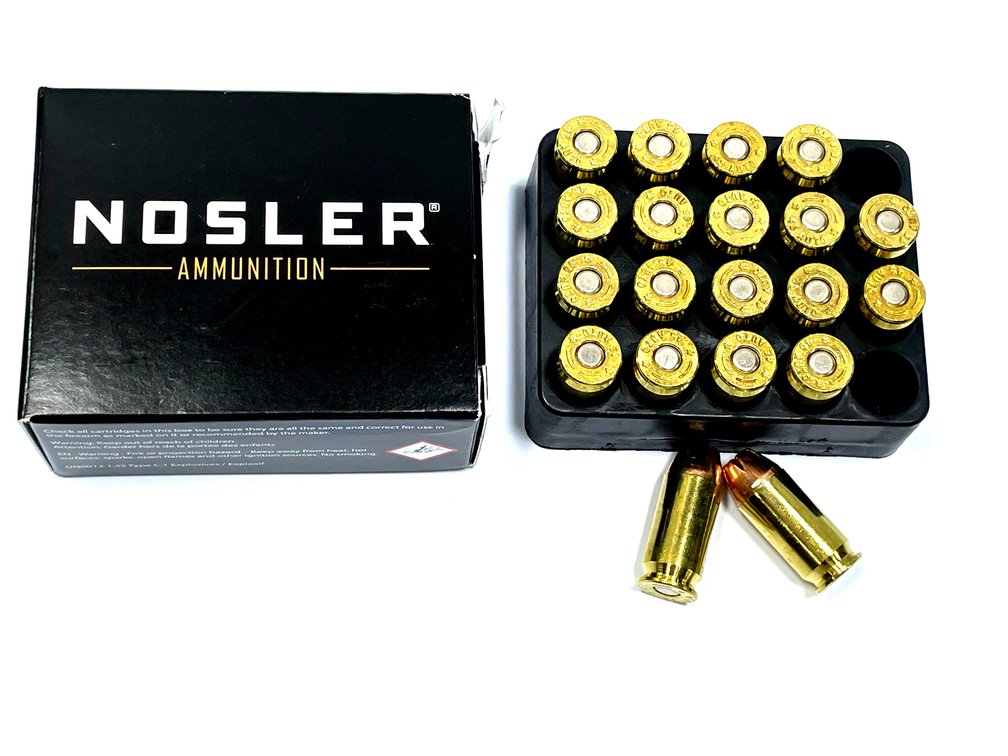 20 Rounds Nosler Match Grade .45 ACP Ammo. 230 Grain Hollow Point.
