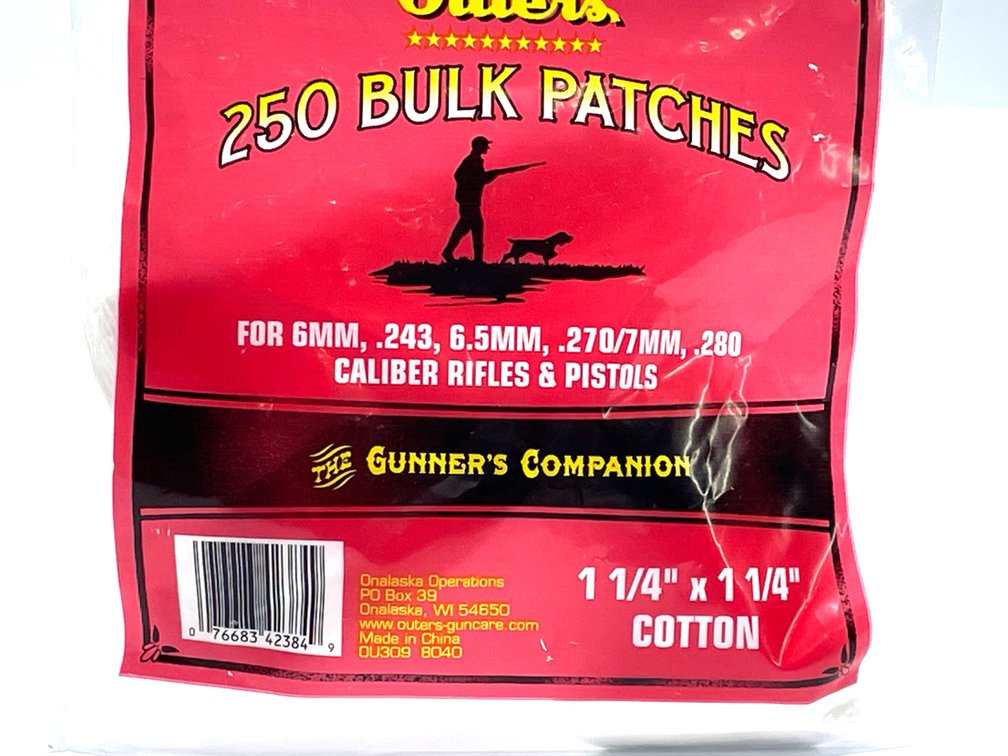 250 Count Outers Rifle Cleaning Patches.