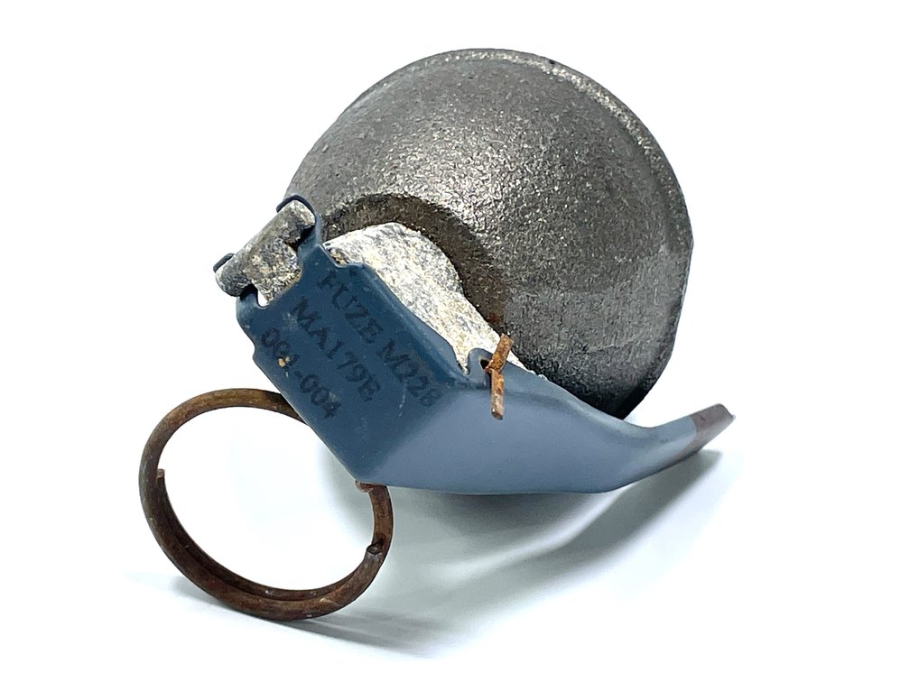 Inert De-Milled Lemon Type Hand Grenade.