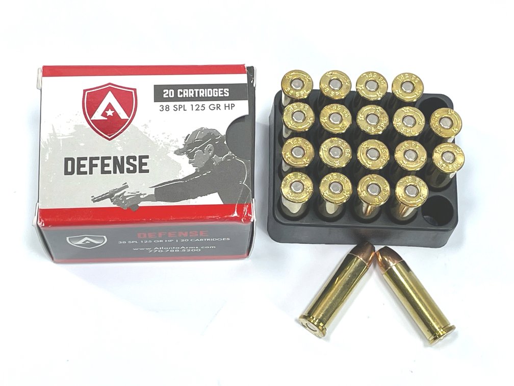 20 Rounds Atlanta Arms Elite Defense .38 Special Ammo. 125 Grain Hollow Point.