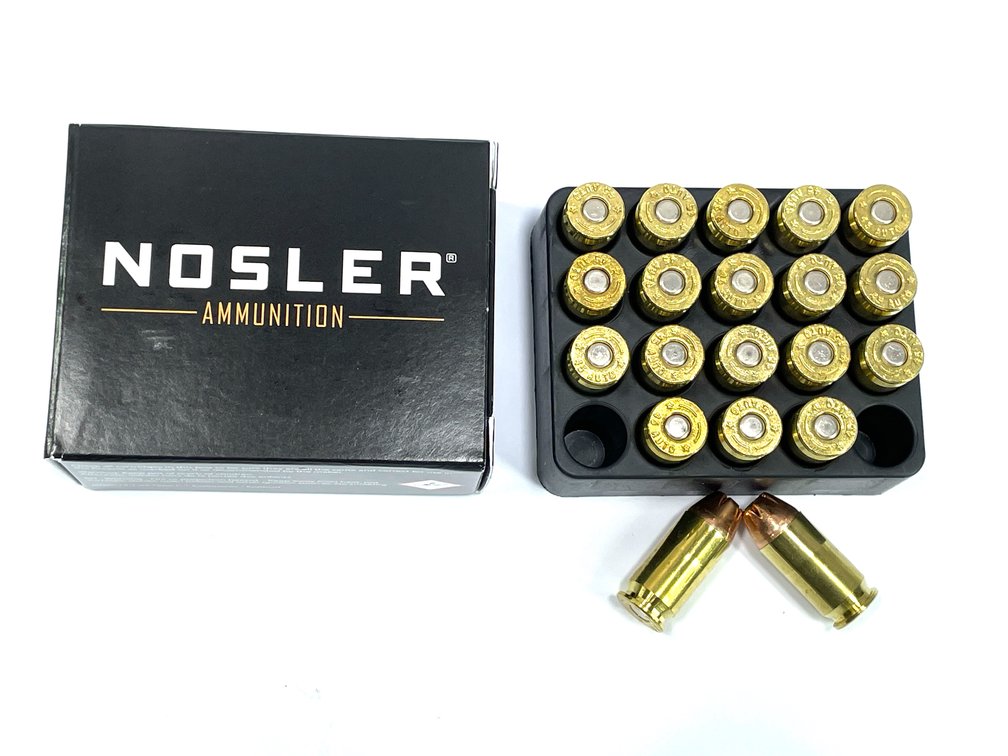 20 Rounds Nosler Match Grade .45 ACP Ammo. 230 Grain Hollow Point.