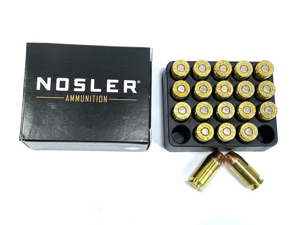 20 Rounds Nosler Match Grade .45 ACP Ammo. 230 Grain Hollow Point.