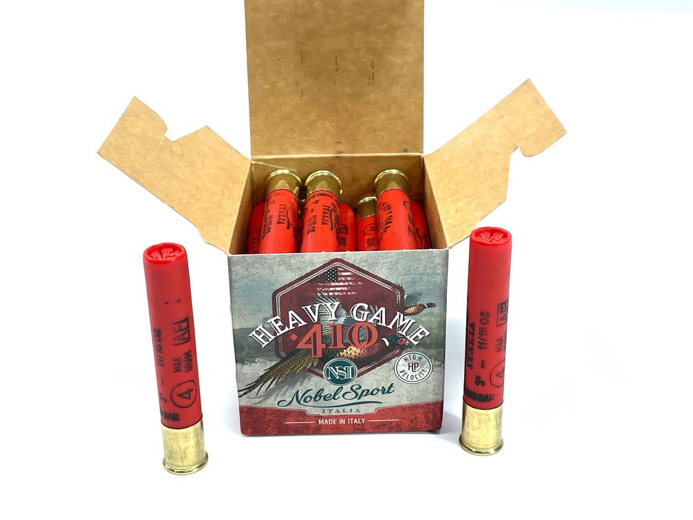 25 Rounds Nobel Sport .410 Gauge Shotgun Shells. 3” #4.