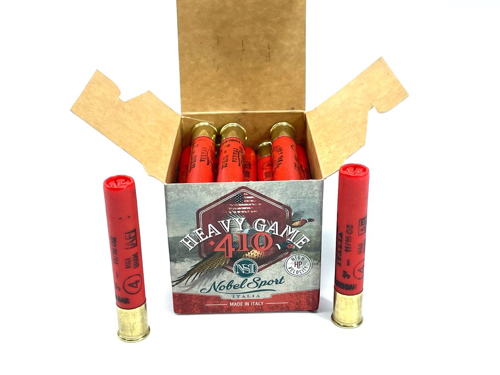 25 Rounds Nobel Sport .410 Gauge Shotgun Shells. 3” #4.