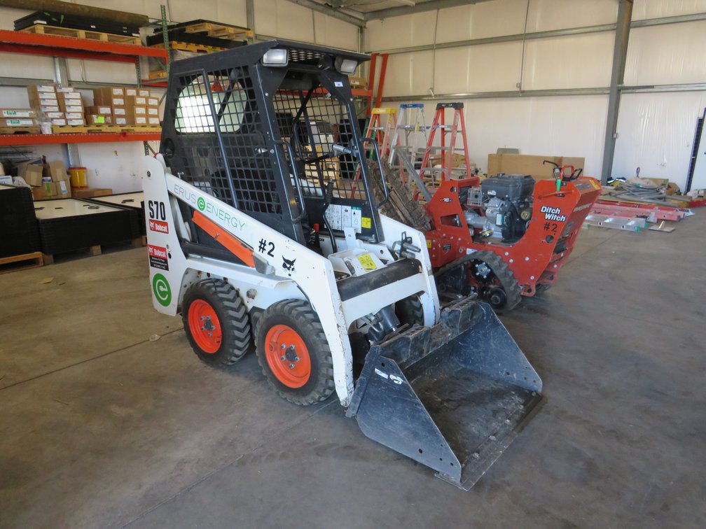 2019 Bobcat S 70 skid steer loader model B4TY11408 with bucket attachment, hour meter states 231