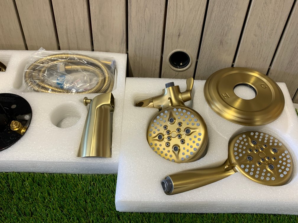 Round Shower System Shower Head with Handheld Shower in Brushed Gold.Valve Included  NEW