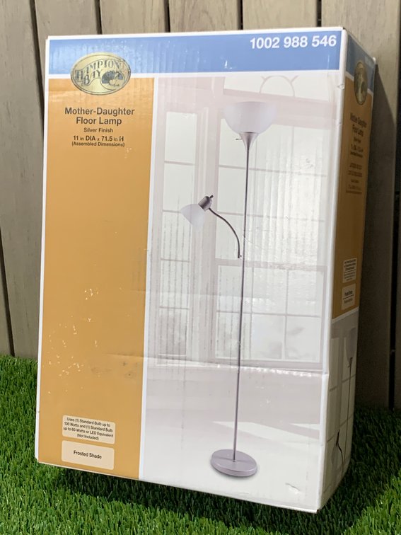 Hampton Bay Silver Floor Lamp with side lamp NEW 