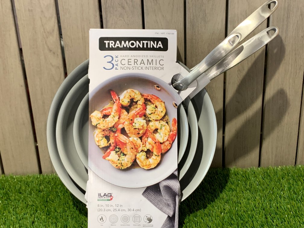 Tramontina 3 Pack Hard Anodized Skillets Ceramic non stick NEW