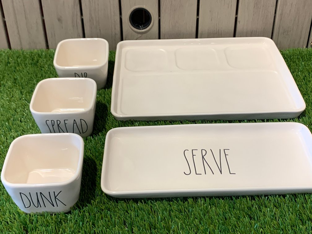 Rae Dunn 5-Piece Stoneware Serving Set NEW