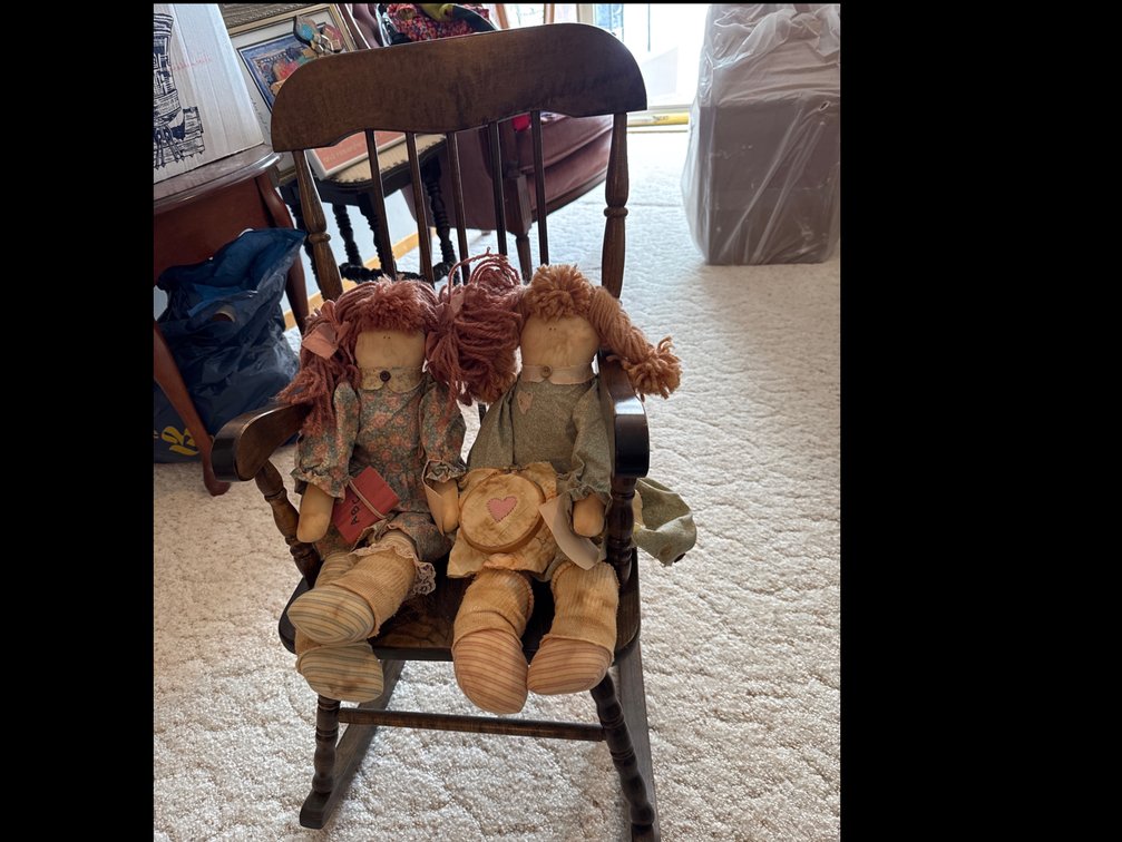 Kids Wooden Rocking Chair W/ Dolls