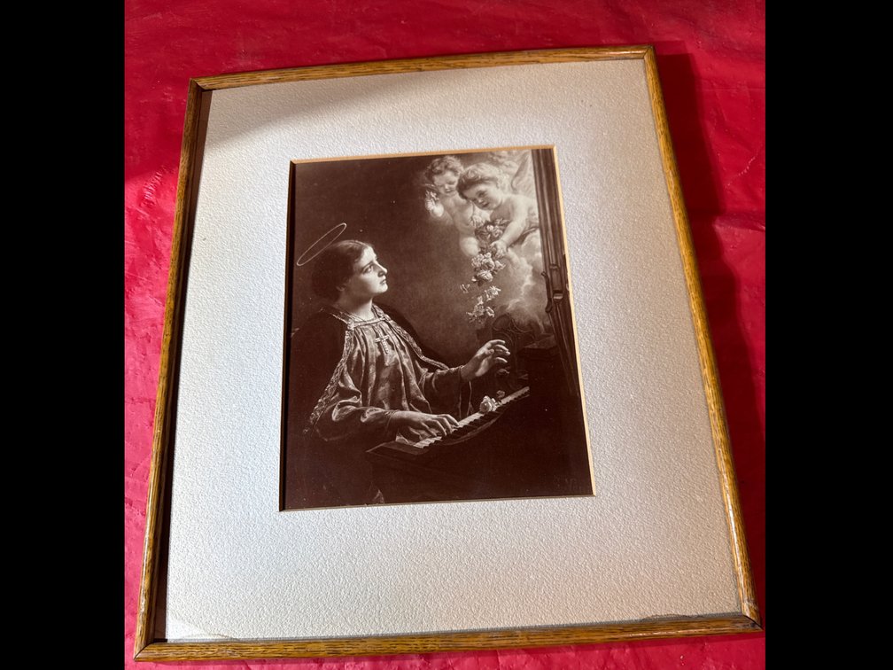Saint Cecilia Playing Piano To Cherubs.