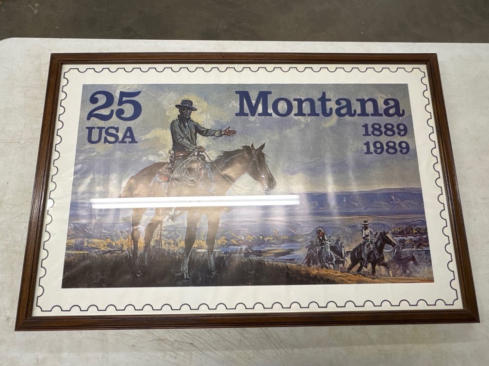 Commemorative Print Of 1889-1989 Montana Stamp Picture