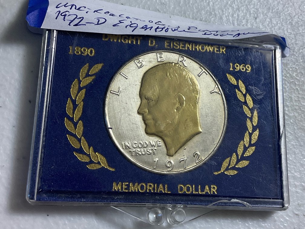 Uncirculated Gold Plated 1972 D Eisenhower Memorial Dollar