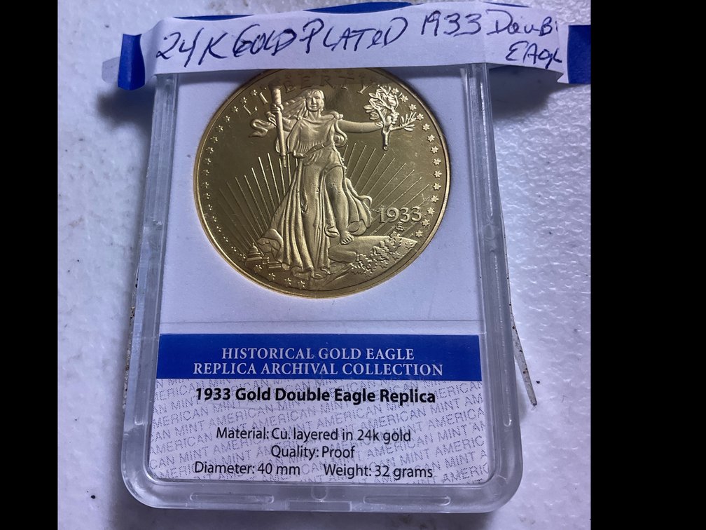 24k Gold Plated 1933 Gold Double Eagle Replica