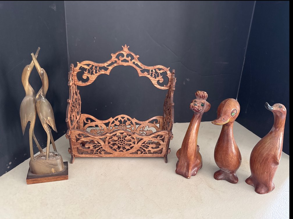 Wooden Basket and Figurines