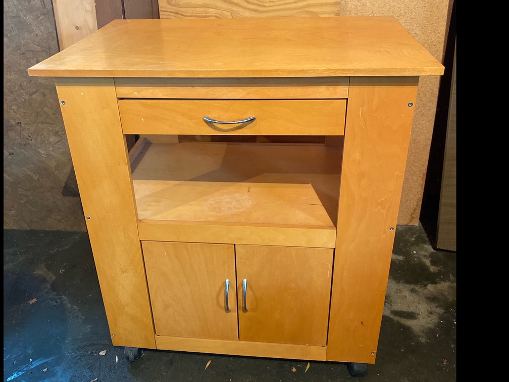 Wooden Microwave Cart on Wheels