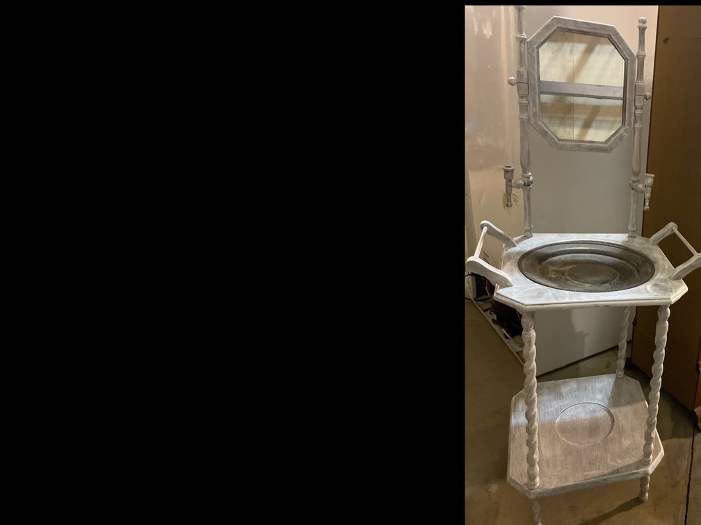 Wooden Wash Basin with Mirror