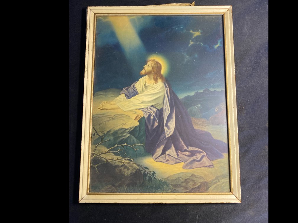Jesus Praying on Mt Olive Framed Picture