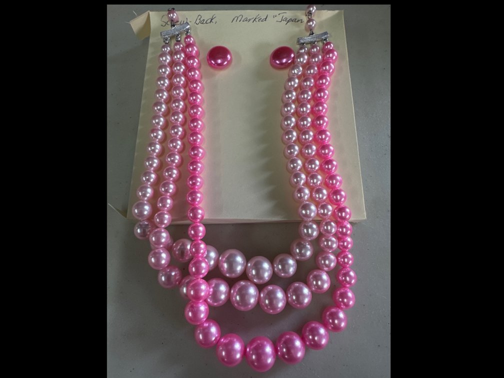 Multi-Strand Pink Beaded Statement Necklace and Earring Set